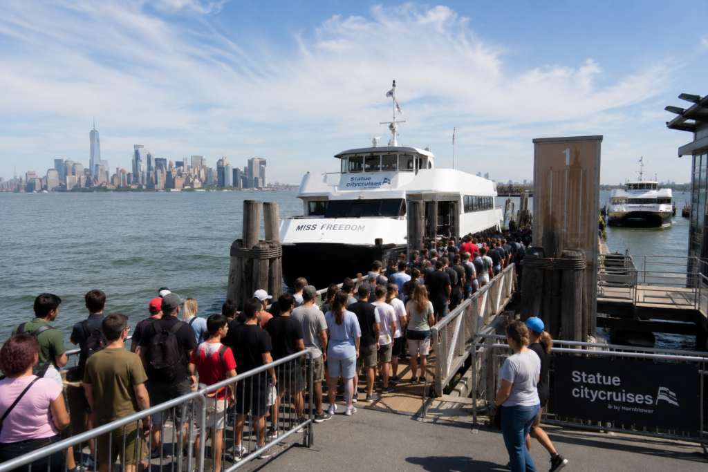 After the complete security check, crowd begin gathering near the Ferry to Step onto it.